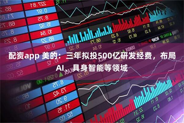 配资app 美的:三年拟投500亿研发经费,布局AI、具身智能等领域