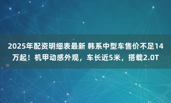 2025年配资明细表最新 韩系中型车售价不足14万起！机甲动感外观，车长近5米，搭载2.0T